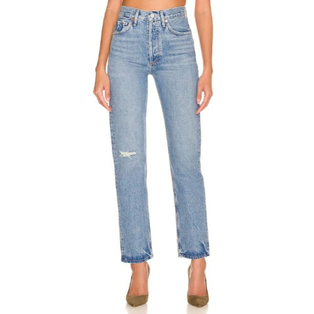 AGOLDE 90s Pinch Waist Jeans 33 NEW Straight Leg Medium Wash Rigid Denim $198
